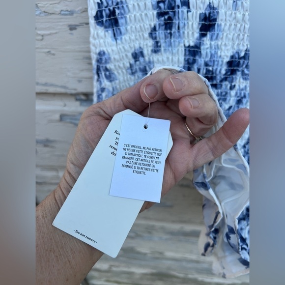 Abercrombie & Fitch Best Dressed Guest Smocked Mini Dress Blue Floral XXL - Picture 9 of 13